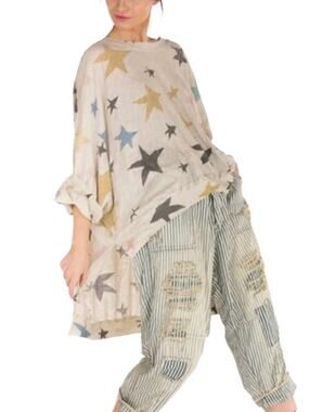 Magnolia Pearl Multicolor Boho Star Francis Hi Lo Tunic Top